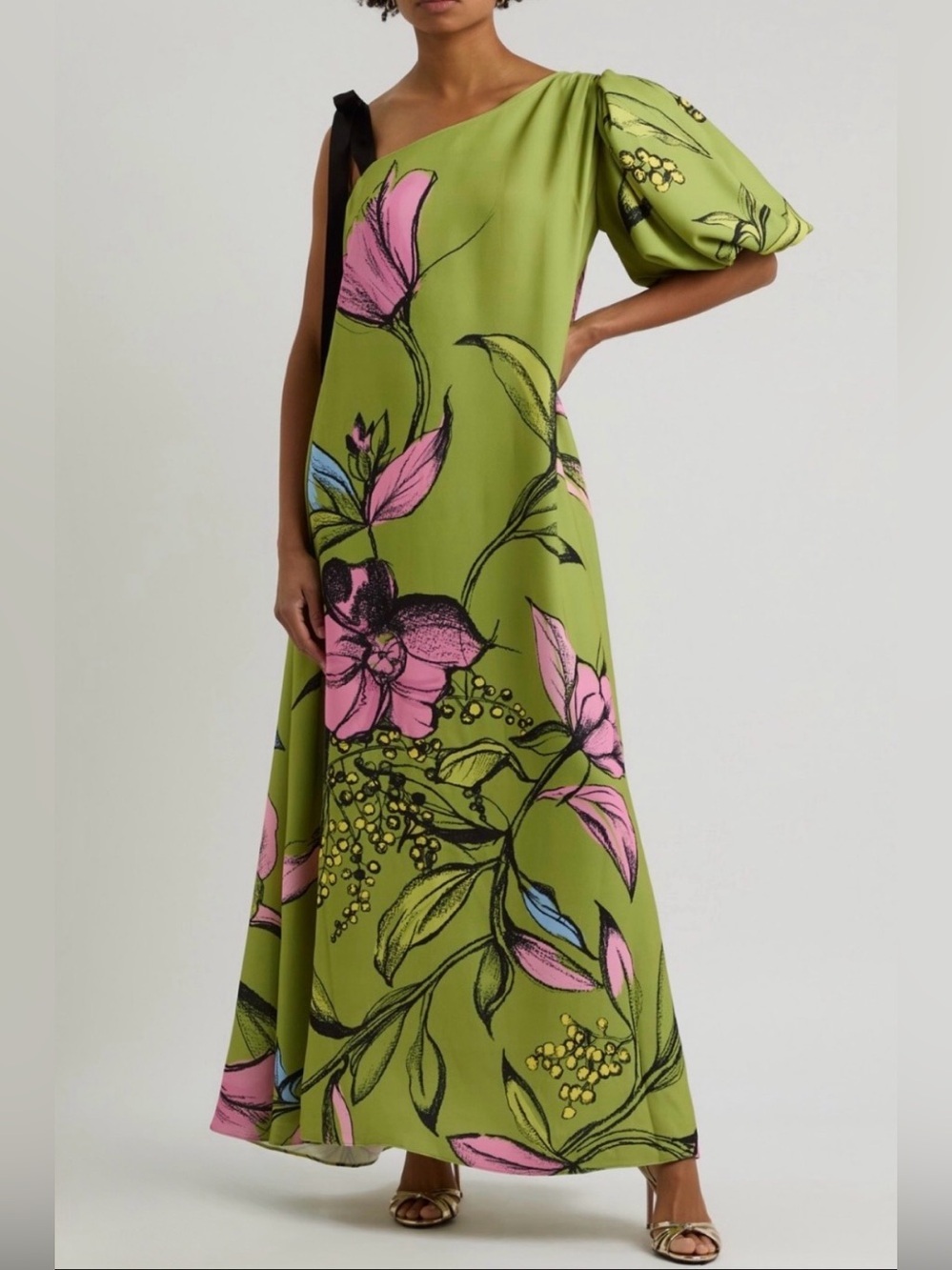 Stine Goya One Shoulder Floral Maxi Dress